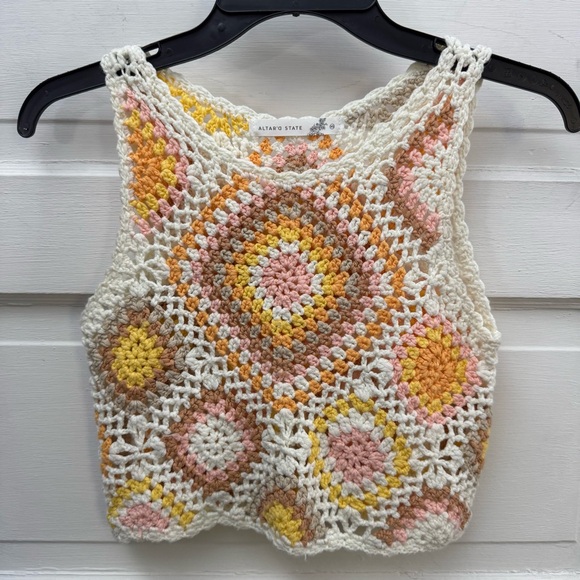 Altar'd State Sweaters - Altar’d State Crochet Granny Square Tank XS Boho Festival